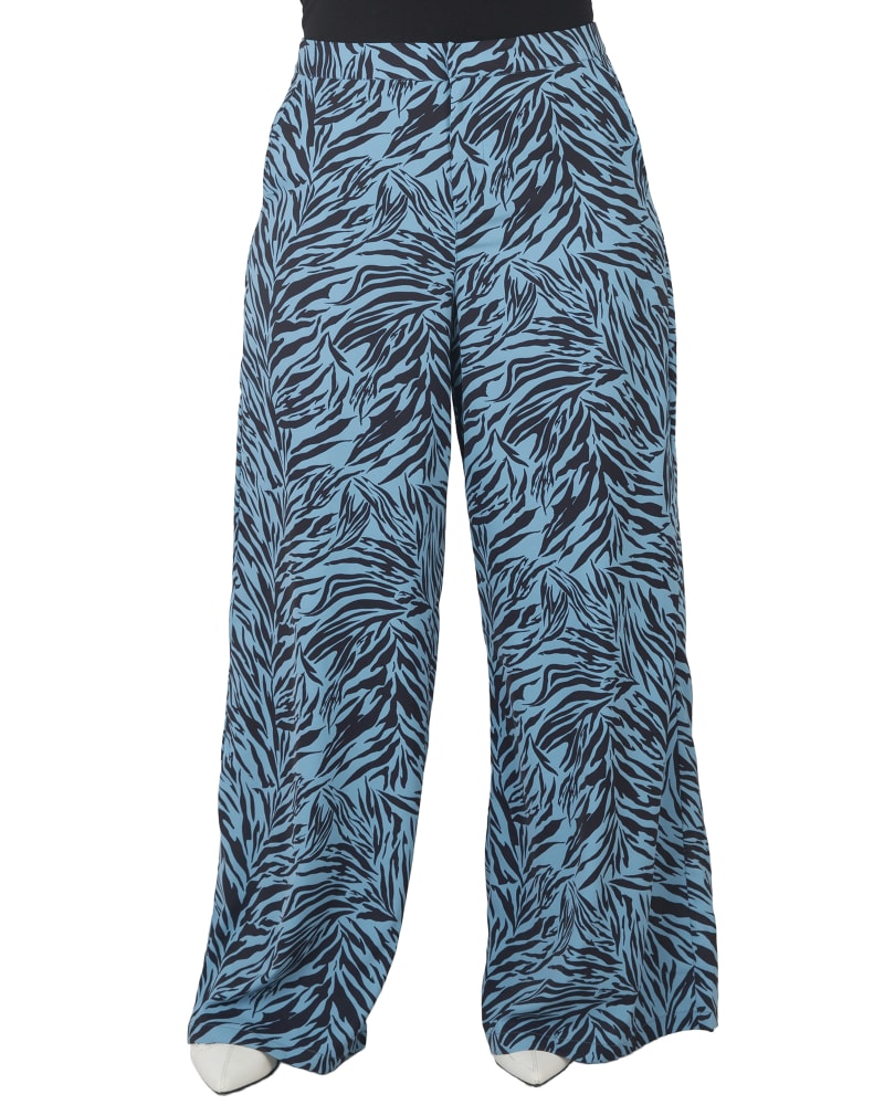 Front of a model wearing a size 14 Sadie High Waist Wide Leg Pant in Zebra Fever by Standards & Practices. | dia_product_style_image_id:275753